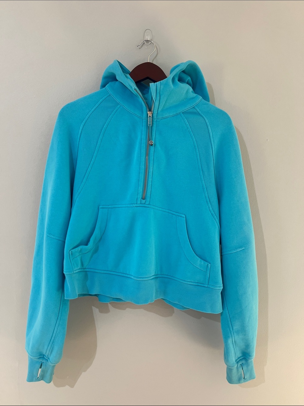 Lululemon Scuba Oversized Half-Zip Hoodie Bundle •M/L• Electric Turquoise Grey - Picture 5 of 8